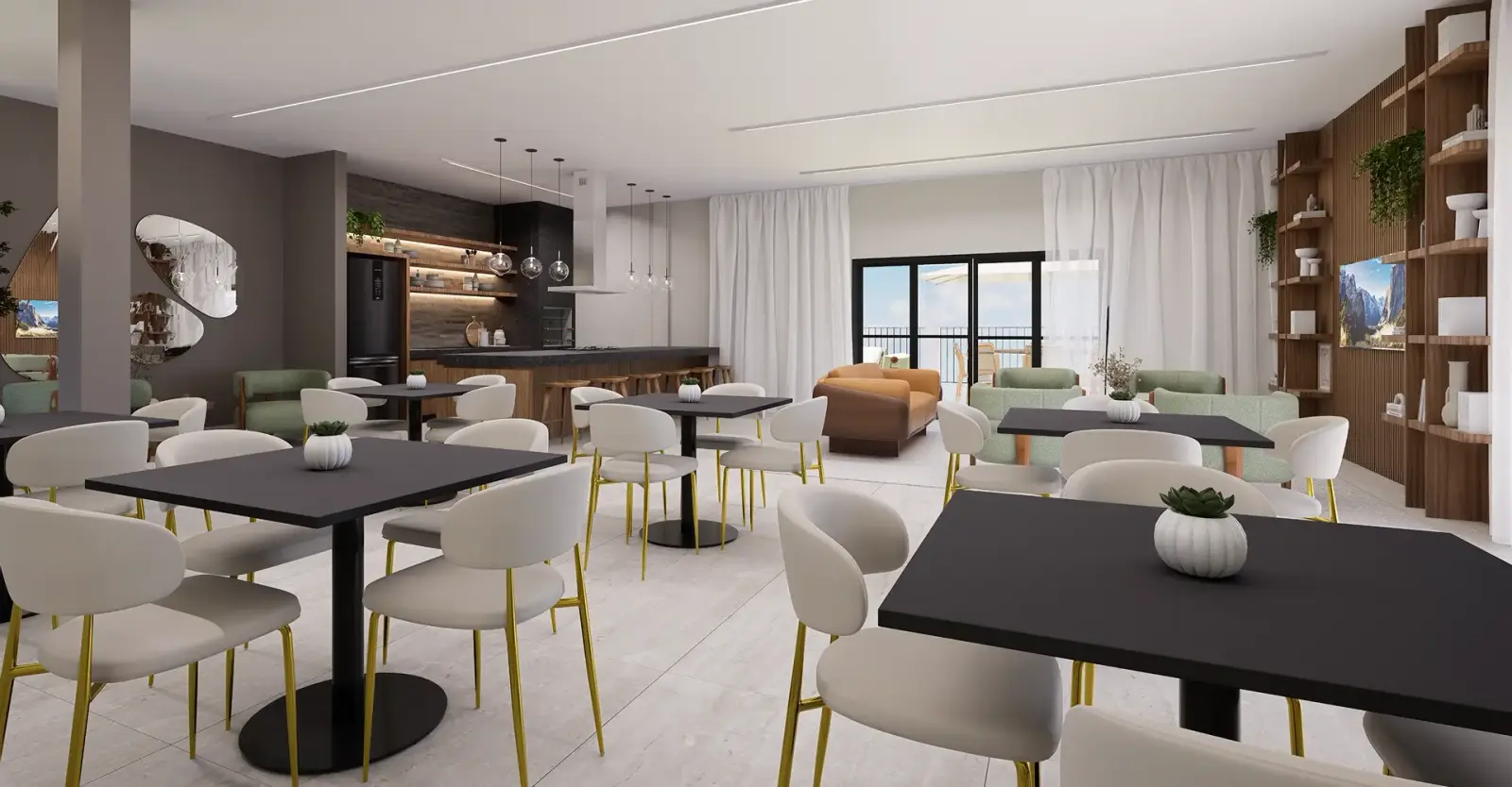 Espaço Gourmet — terraço e fireplace para reunir os seus